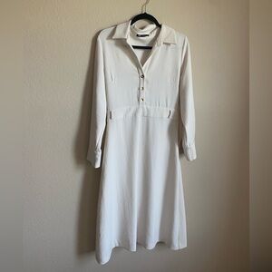 Zara Cream Long Sleeve Button-Up Dress